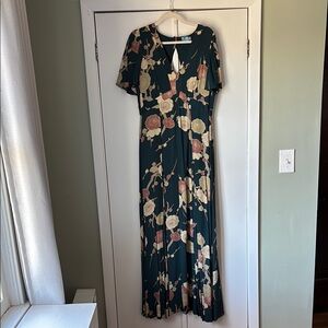 Floral Maxi Dress in Green and Pink